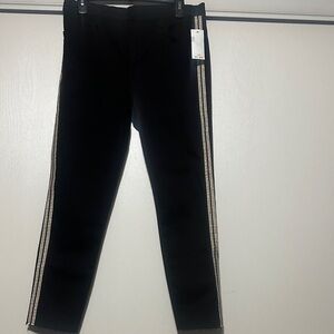 🆕J Brand Black High Rise Crop Skinny with Metallic Side Stripes. Size 31